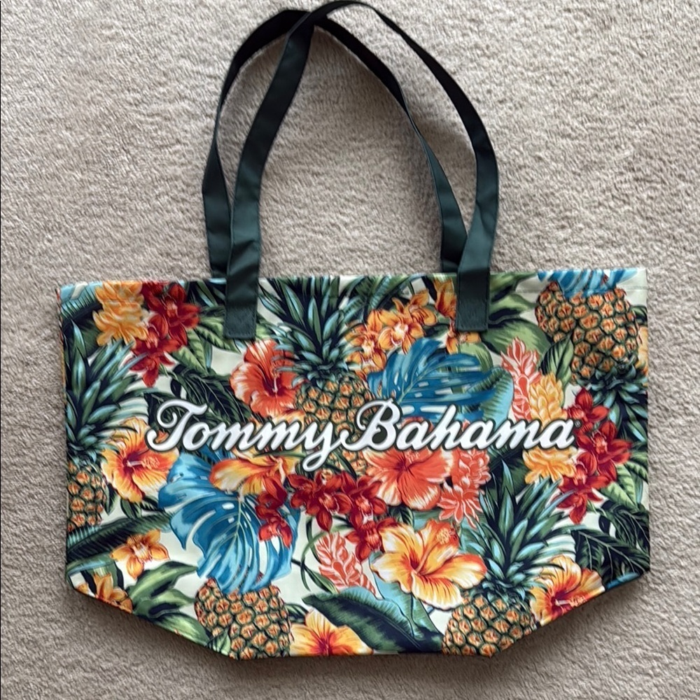 Tommy Bahama Green and Blue Tropical Tote